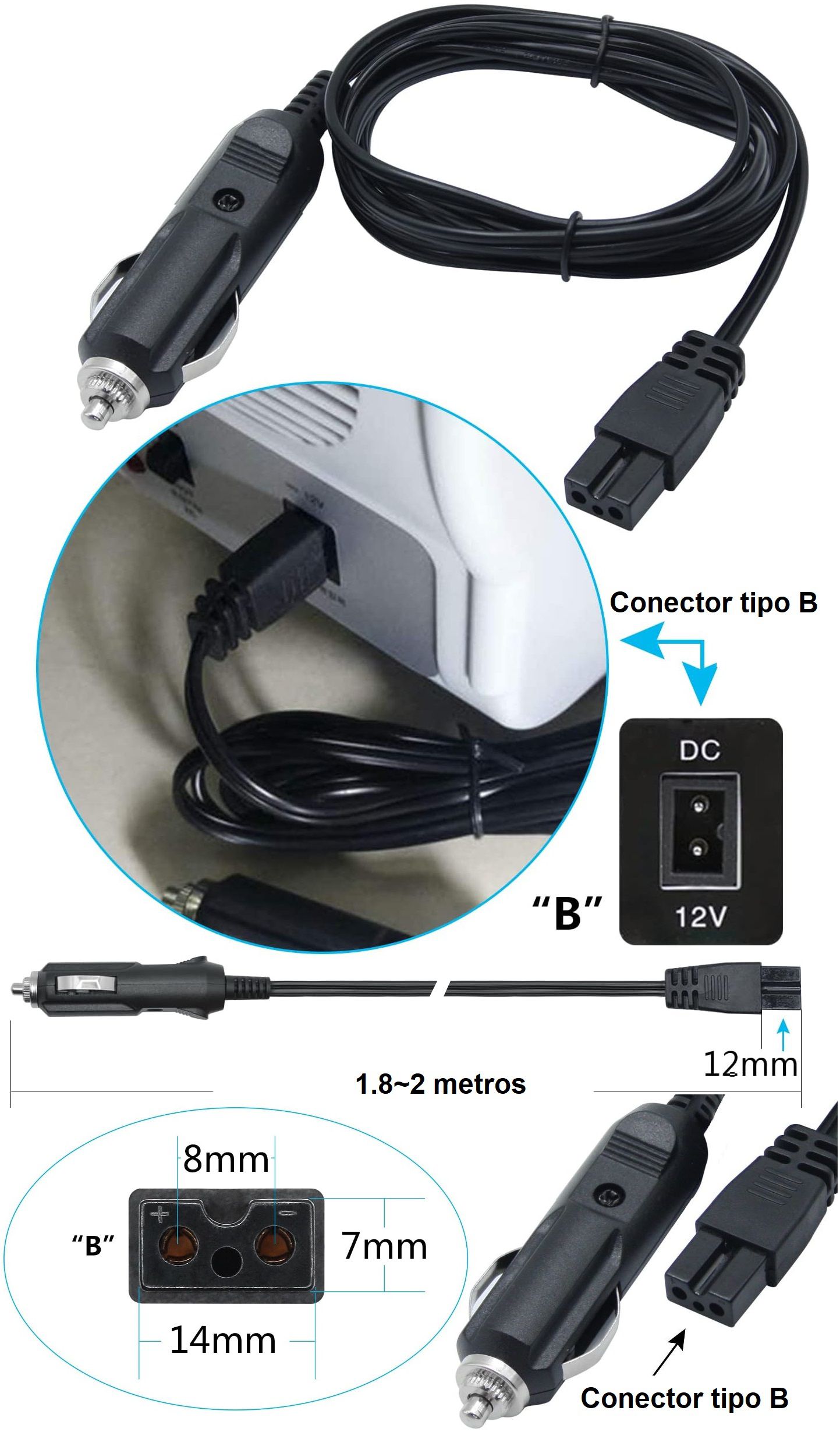 Adaptador mechero conector tipo B